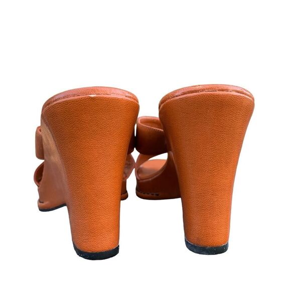 Franco Sarto Orange/tan Heels Pumps Statement Shoe Heeled Sandals Buckle 10 - Picture 7 of 15
